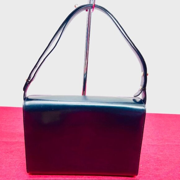 Classic Formal  Italian Black Leather  Bally Shoulder/Handbag + 100% /Silk scarf - Picture 6 of 16